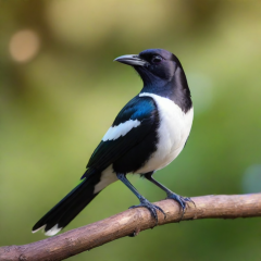 Magpie on tree branch